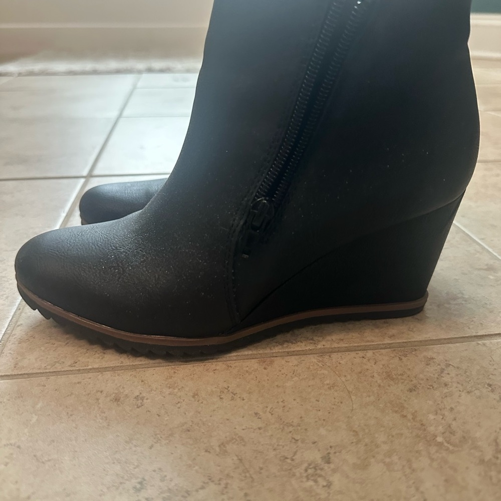 Black Wedge Ankle Boots